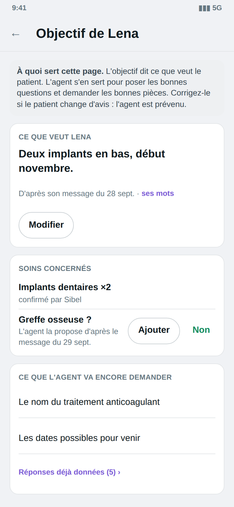Objectif du patient · téléphone