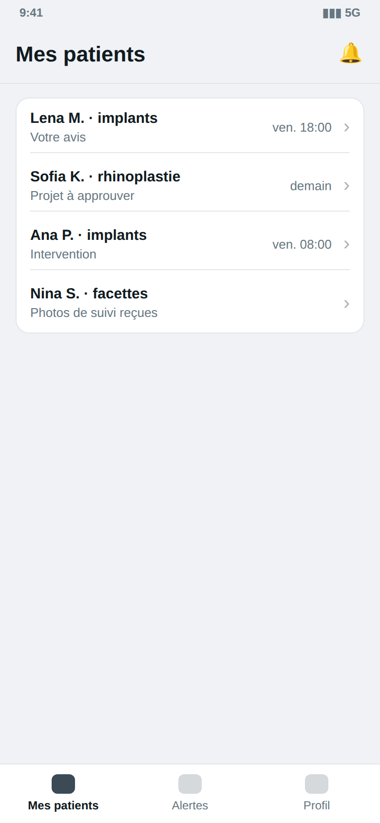 Mes patients · téléphone